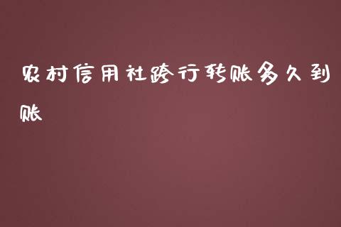 农村信用社跨行转账多久到账_https://www.apanben.com_国际期货_第1张