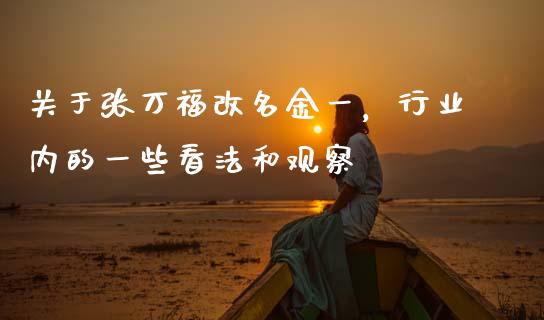 关于张万福改名金一，行业内的一些看法和观察_https://www.apanben.com_财经资讯_第1张