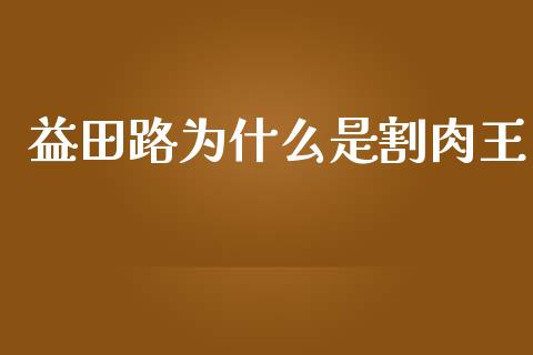 益田路为什么是割肉王_https://www.apanben.com_国际期货_第1张