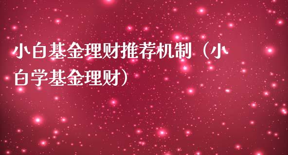 小白基金理财推荐机制（小白学基金理财）_https://www.apanben.com_国际财经_第1张