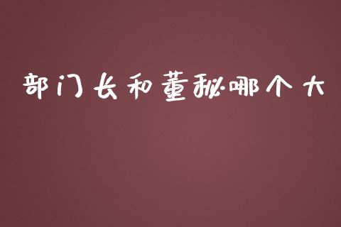 部门长和董秘哪个大_https://www.apanben.com_财经资讯_第1张