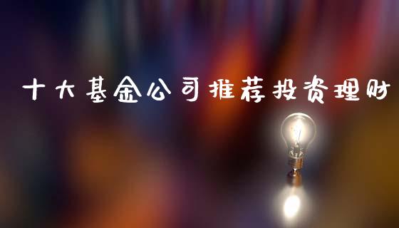 十大基金公司推荐投资理财_https://www.apanben.com_国际财经_第1张