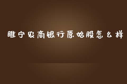 睢宁农商银行原始股怎么样_https://www.apanben.com_财经资讯_第1张