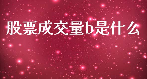 股票成交量b是什么_https://www.apanben.com_股市指导_第1张