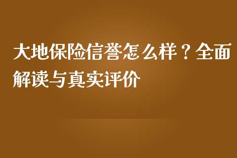 大地保险信誉怎么样？全面解读与真实评价_https://www.apanben.com_国际财经_第1张