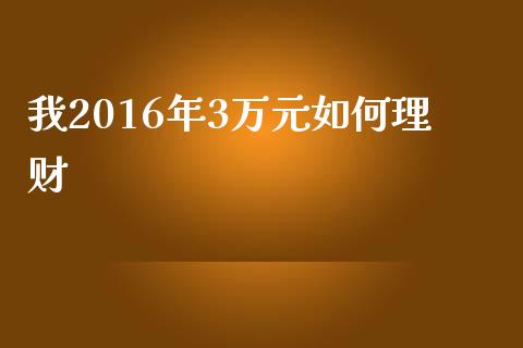 我2016年3万元如何理财_https://www.apanben.com_国际财经_第1张
