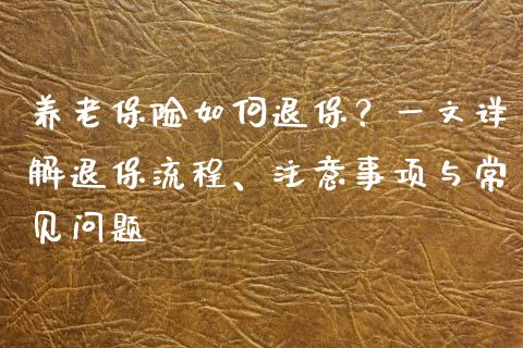 养老保险如何退保？一文详解退保流程、注意事项与常见问题_https://www.apanben.com_国际期货_第1张