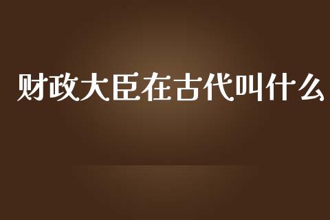 财政大臣在古代叫什么_https://www.apanben.com_国际期货_第1张