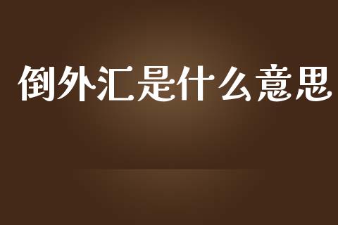倒外汇是什么意思_https://www.apanben.com_财经资讯_第1张