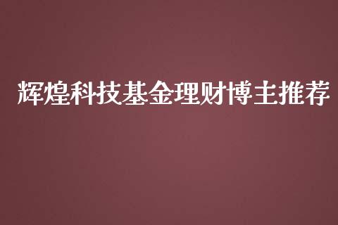 辉煌科技基金理财博主推荐_https://www.apanben.com_财经资讯_第1张