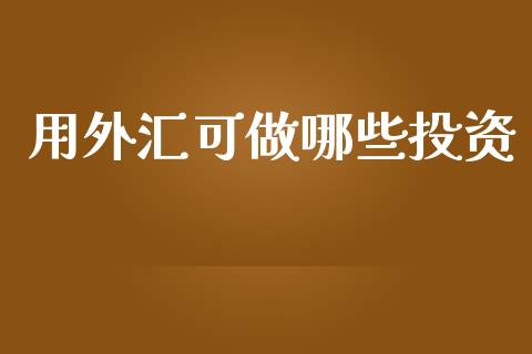 用外汇可做哪些投资_https://www.apanben.com_股票怎么玩_第1张