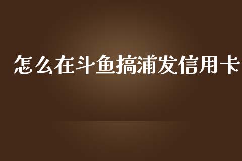 怎么在斗鱼搞浦发信用卡_https://www.apanben.com_在线喊单_第1张