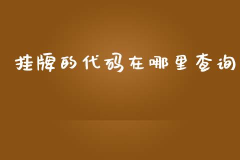 挂牌的代码在哪里查询_https://www.apanben.com_股票怎么玩_第1张