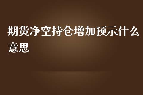 期货净空持仓增加预示什么意思_https://www.apanben.com_财经资讯_第1张