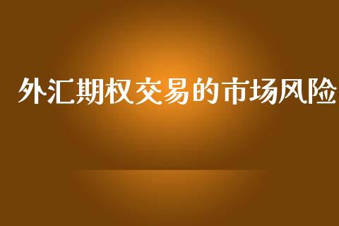 外汇期权交易的市场风险_https://www.apanben.com_国际期货_第1张