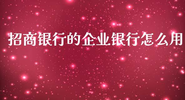 招商银行的企业银行怎么用_https://www.apanben.com_国际期货_第1张