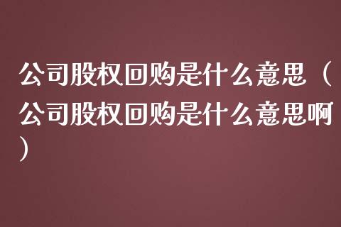 公司股权回购是什么意思（公司股权回购是什么意思啊）_https://www.apanben.com_期货学院_第1张