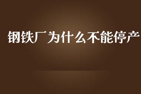 钢铁厂为什么不能停产_https://www.apanben.com_国际财经_第1张