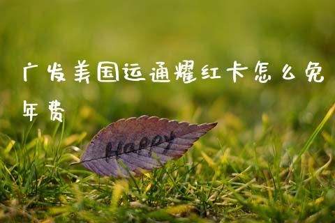广发美国运通耀红卡怎么免年费_https://www.apanben.com_期货学院_第1张