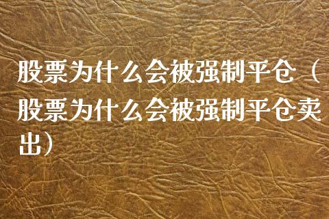 股票为什么会被强制平仓（股票为什么会被强制平仓卖出）_https://www.apanben.com_国际期货_第1张