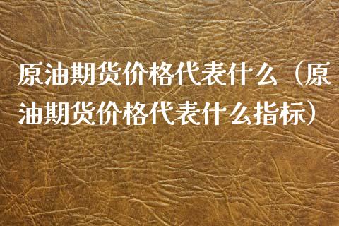 原油期货价格代表什么（原油期货价格代表什么指标）_https://www.apanben.com_国际期货_第1张