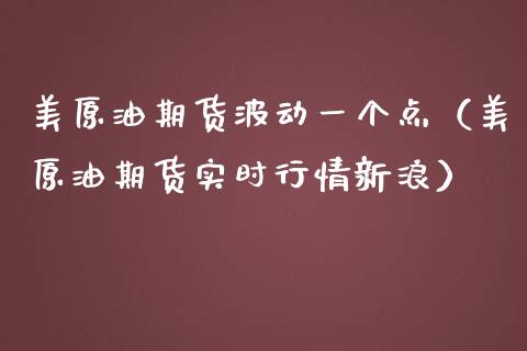 美原油期货波动一个点（美原油期货实时行情新浪）_https://www.apanben.com_期货学院_第1张