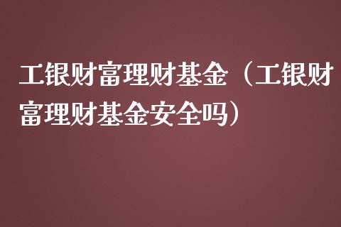 工银财富理财基金（工银财富理财基金安全吗）_https://www.apanben.com_国际财经_第1张