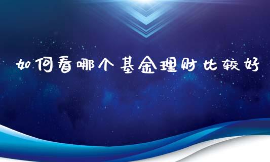 如何看哪个基金理财比较好_https://www.apanben.com_财经资讯_第1张