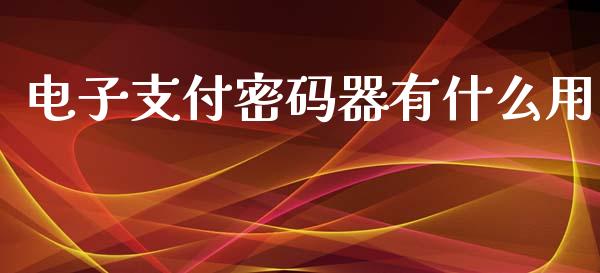 电子支付密码器有什么用_https://www.apanben.com_国际财经_第1张