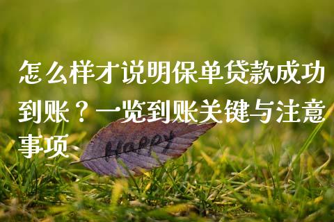 怎么样才说明保单贷款成功到账？一览到账关键与注意事项_https://www.apanben.com_期货学院_第1张