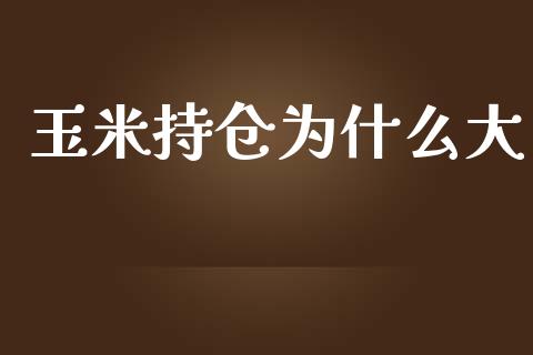 玉米持仓为什么大_https://www.apanben.com_财经资讯_第1张