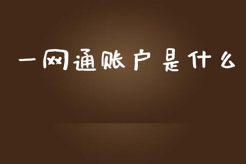 一网通账户是什么_https://www.apanben.com_国际期货_第1张