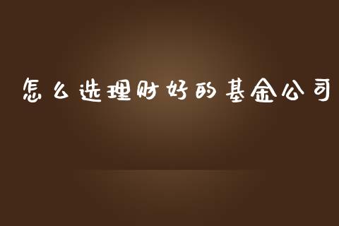 怎么选理财好的基金公司_https://www.apanben.com_国际财经_第1张
