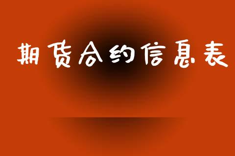 期货合约信息表_https://www.apanben.com_股市分析_第1张