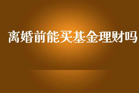 离婚前能买基金理财吗_https://www.apanben.com_财经资讯_第1张