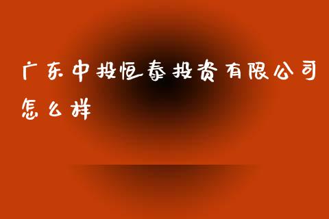 广东中投恒泰投资有限公司怎么样_https://www.apanben.com_财经资讯_第1张