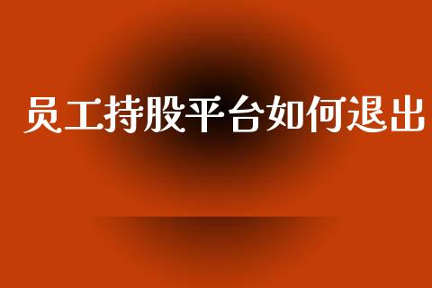 员工持股平台如何退出_https://www.apanben.com_股票怎么玩_第1张