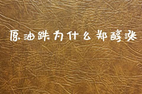 原油跌为什么郑醇涨_https://www.apanben.com_期货学院_第1张