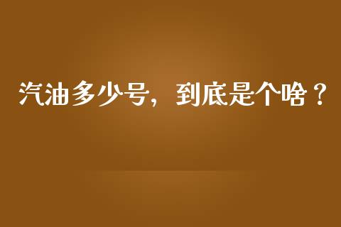 汽油多少号，到底是个啥？_https://www.apanben.com_股市分析_第1张