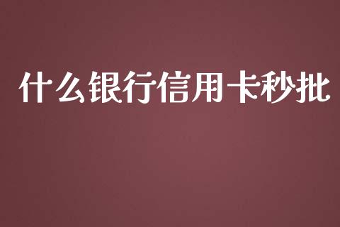 什么银行信用卡秒批_https://www.apanben.com_国际财经_第1张