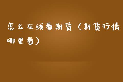 怎么在线看期货（期货行情哪里看）_https://www.apanben.com_在线喊单_第1张