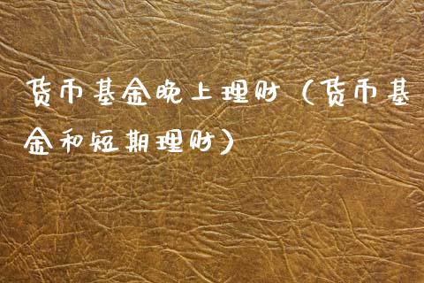 货币基金晚上理财（货币基金和短期理财）_https://www.apanben.com_国际财经_第1张