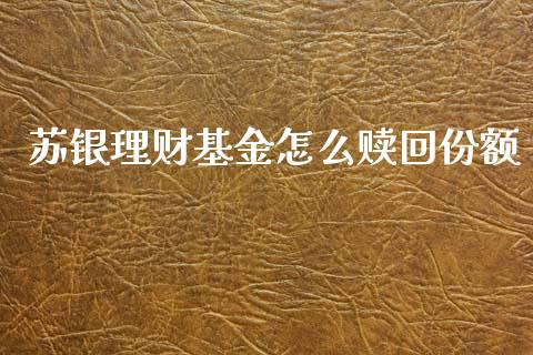 苏银理财基金怎么赎回份额_https://www.apanben.com_财经资讯_第1张