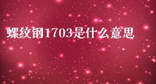 螺纹钢1703是什么意思_https://www.apanben.com_股市指导_第1张