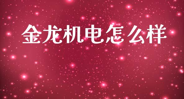 金龙机电怎么样_https://www.apanben.com_国际财经_第1张