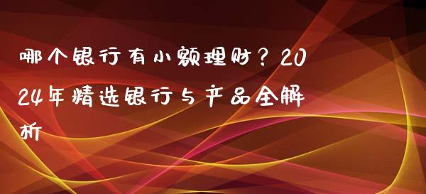 哪个银行有小额理财？2024年精选银行与产品全解析_https://www.apanben.com_在线喊单_第1张