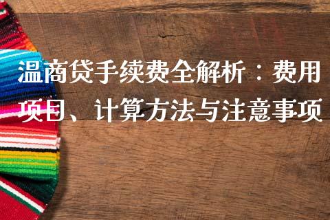 温商贷手续费全解析：费用项目、计算方法与注意事项_https://www.apanben.com_国际财经_第1张