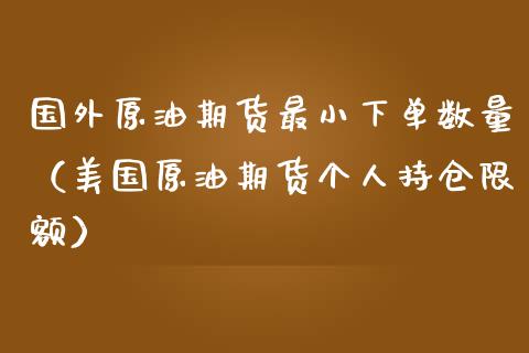 国外原油期货最小下单数量（美国原油期货个人持仓限额）_https://www.apanben.com_国际期货_第1张