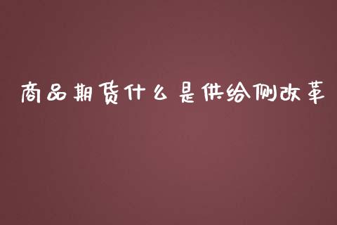 商品期货什么是供给侧改革_https://www.apanben.com_财经资讯_第1张