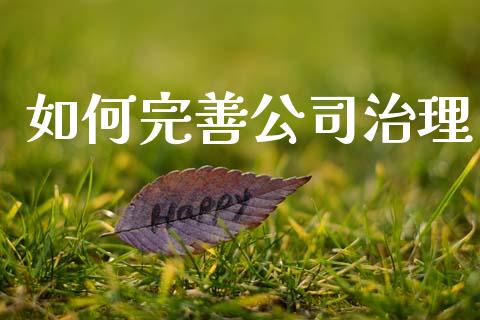 如何完善公司治理_https://www.apanben.com_期货学院_第1张